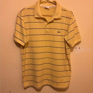Lacoste Men’s Yellow Striped Polo Shirt Size 5